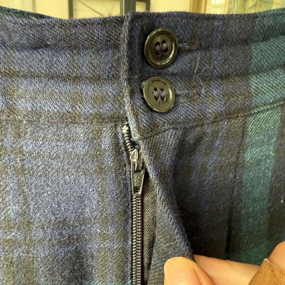 Vintage 90s Summit Hill 100% Wool Blackwatch Plaid Pleat Front Trousers Pants 10 - Picture 4 of 6
